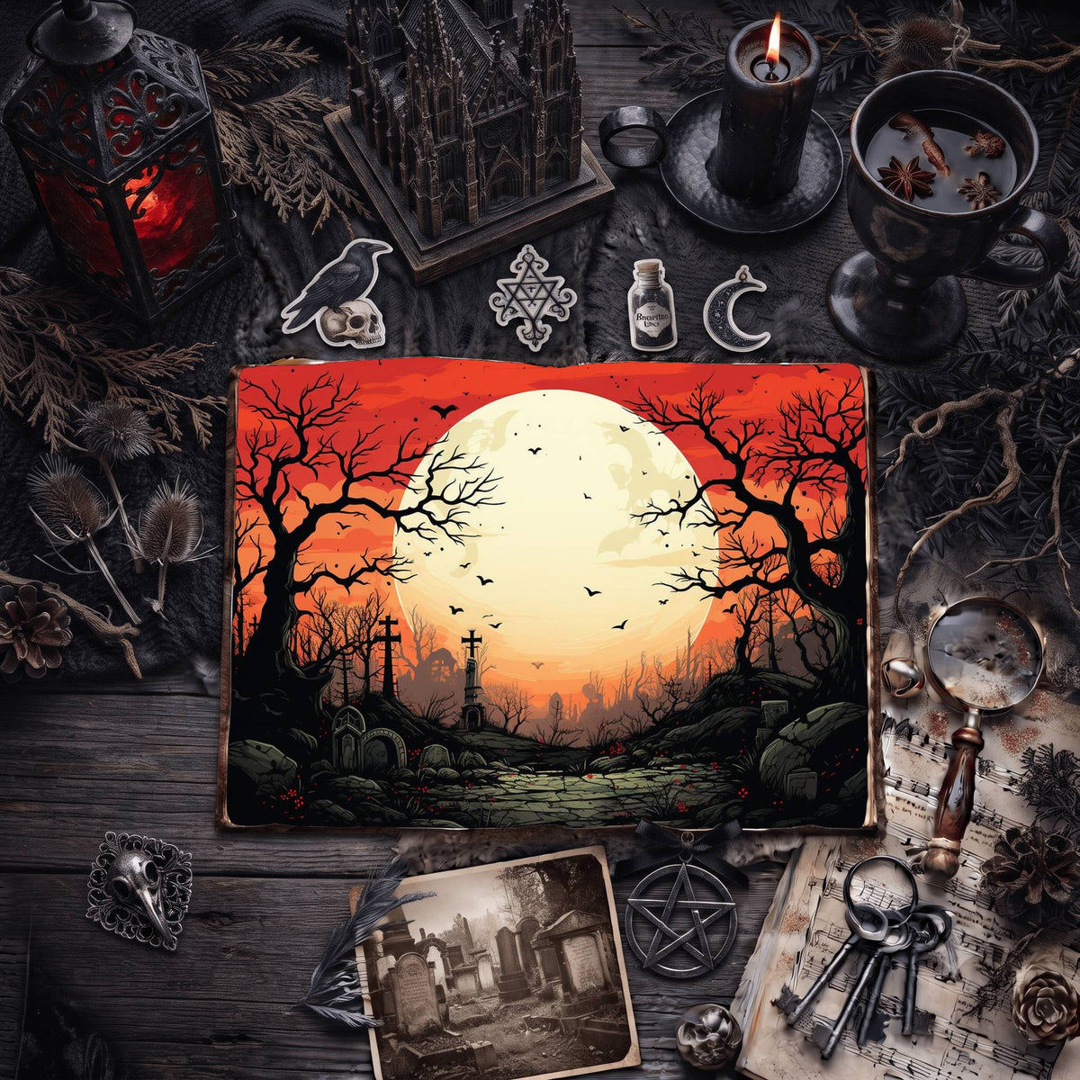 Gothic Moon Digital Papers