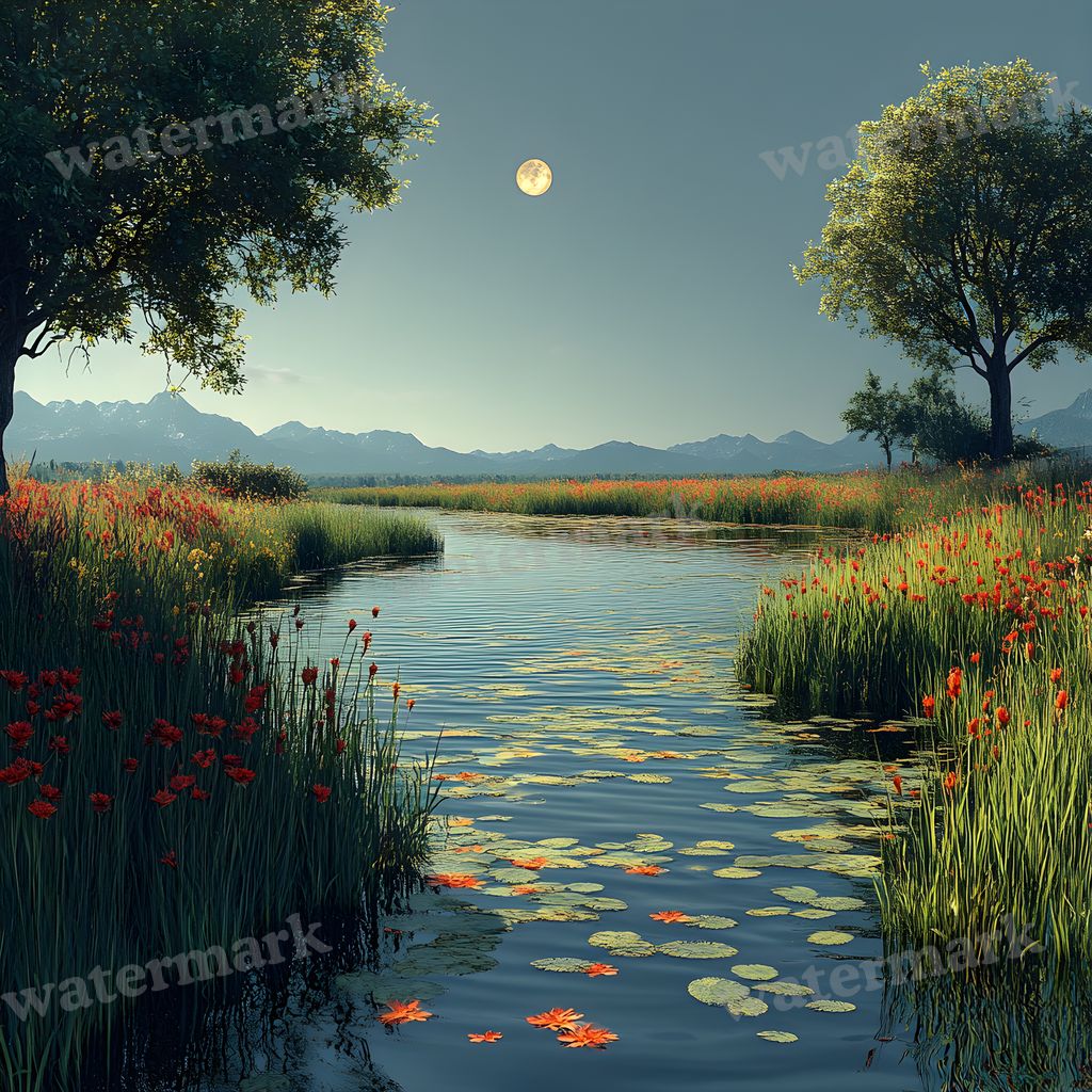 Moonlit Field Backdrop Images