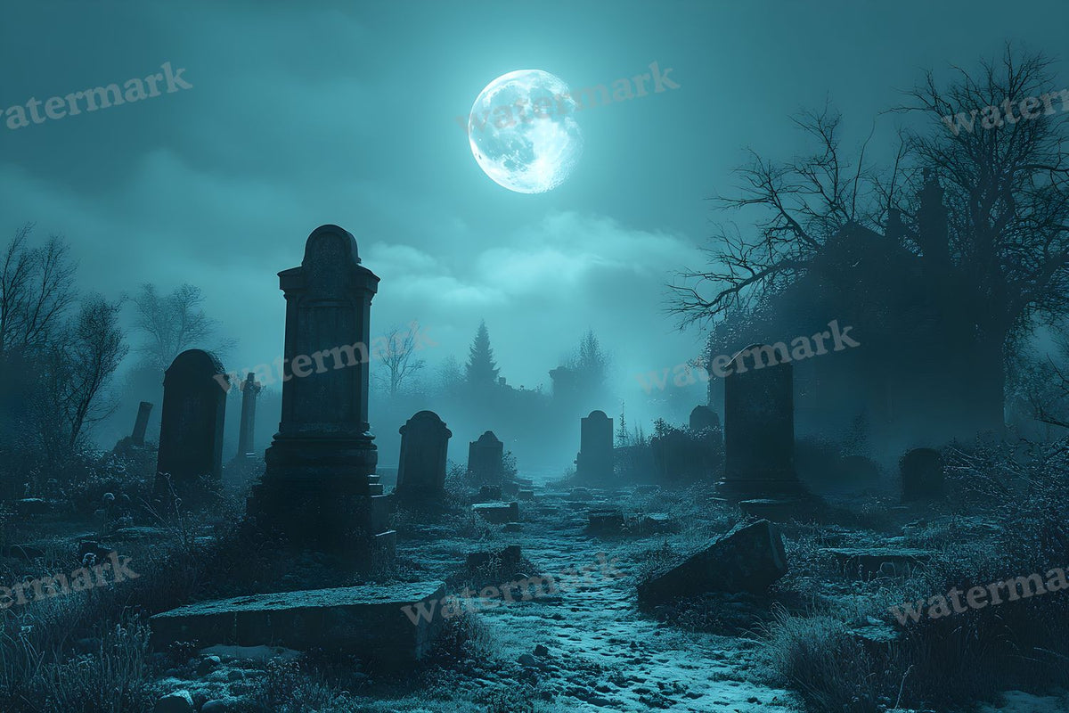 Moonlit Graveyard Backdrop Images