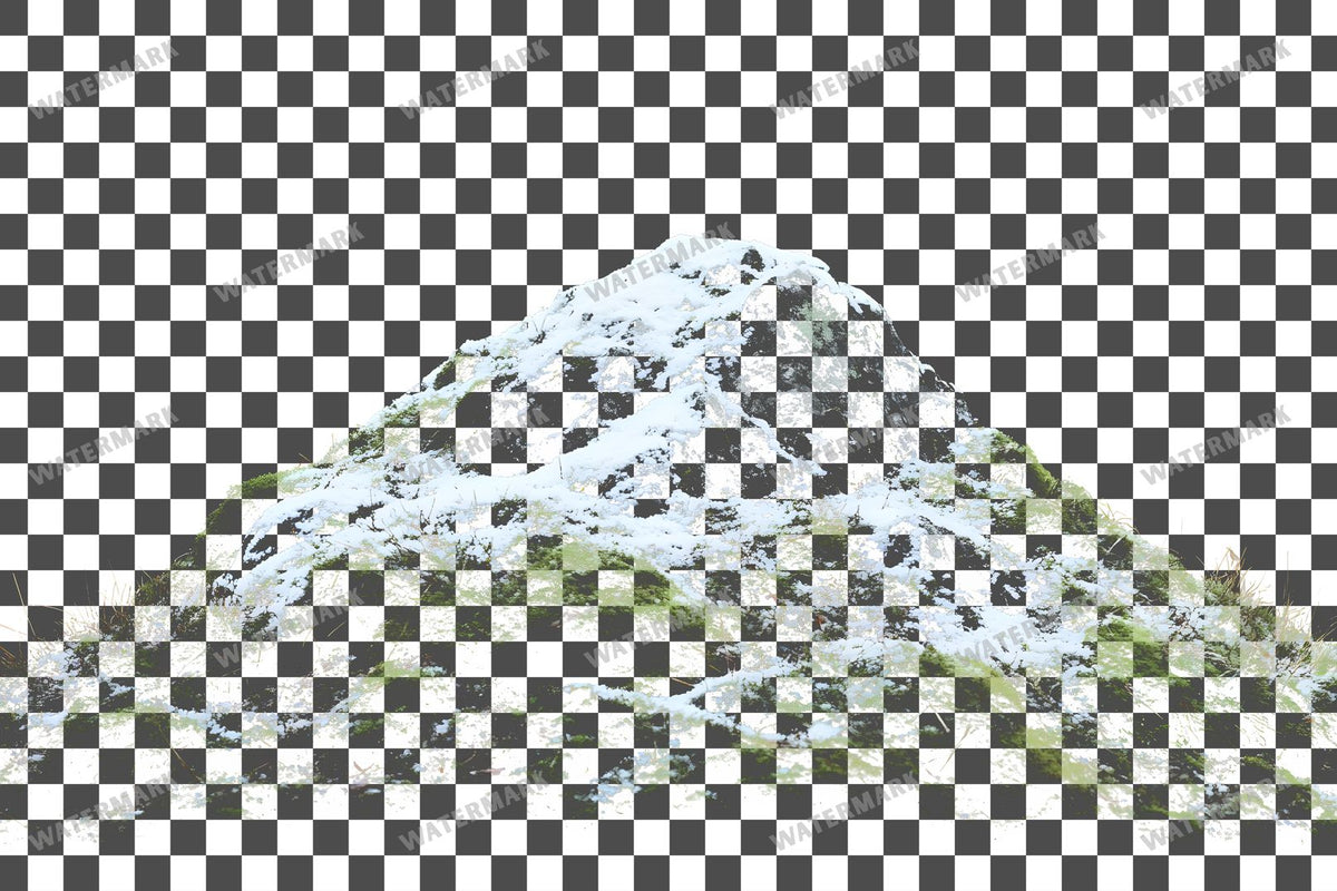 Mossy Hill Snowy Peak PNG overlay on a transparent checkered background, preview 18