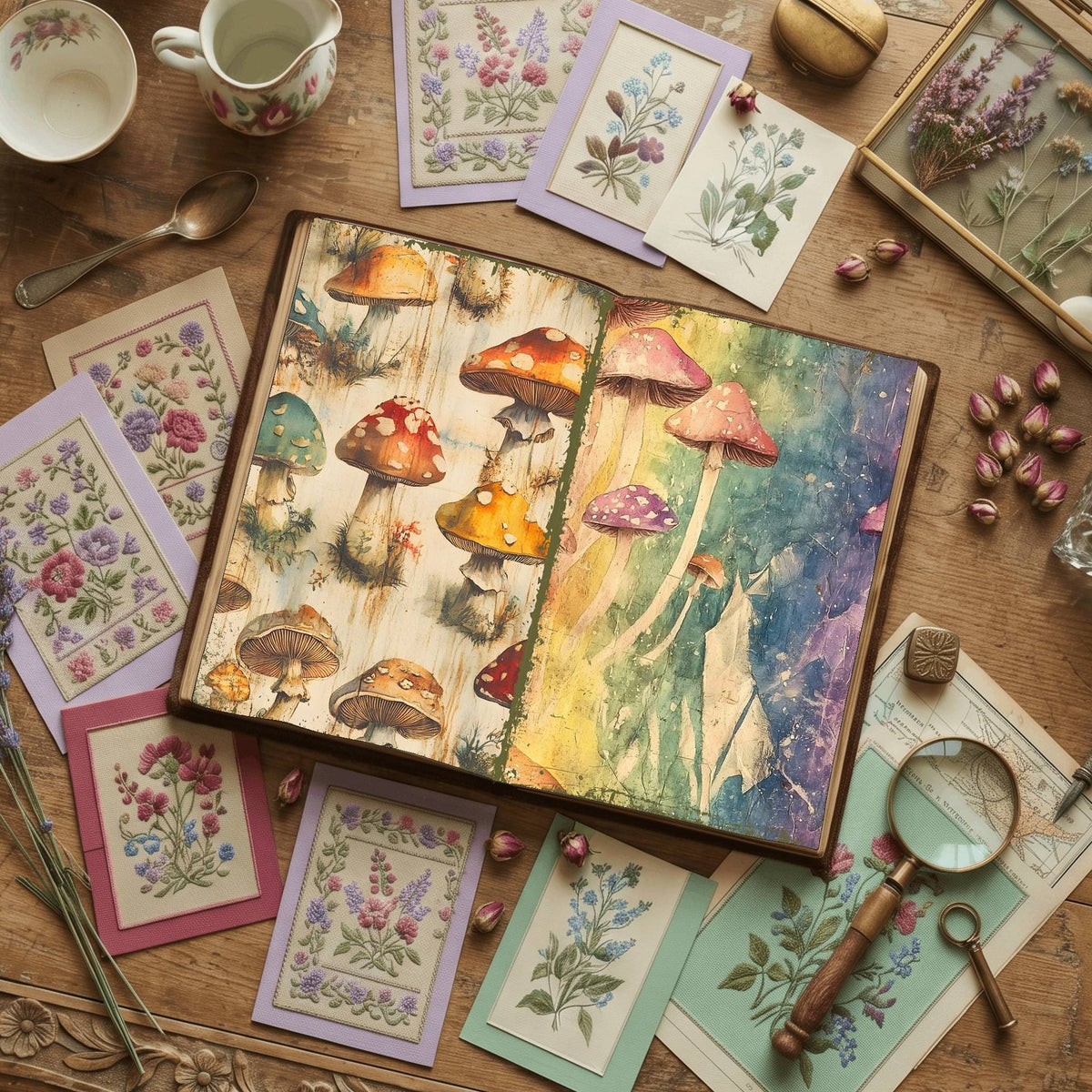 Mushroom printable junk journal paper, page preview 18