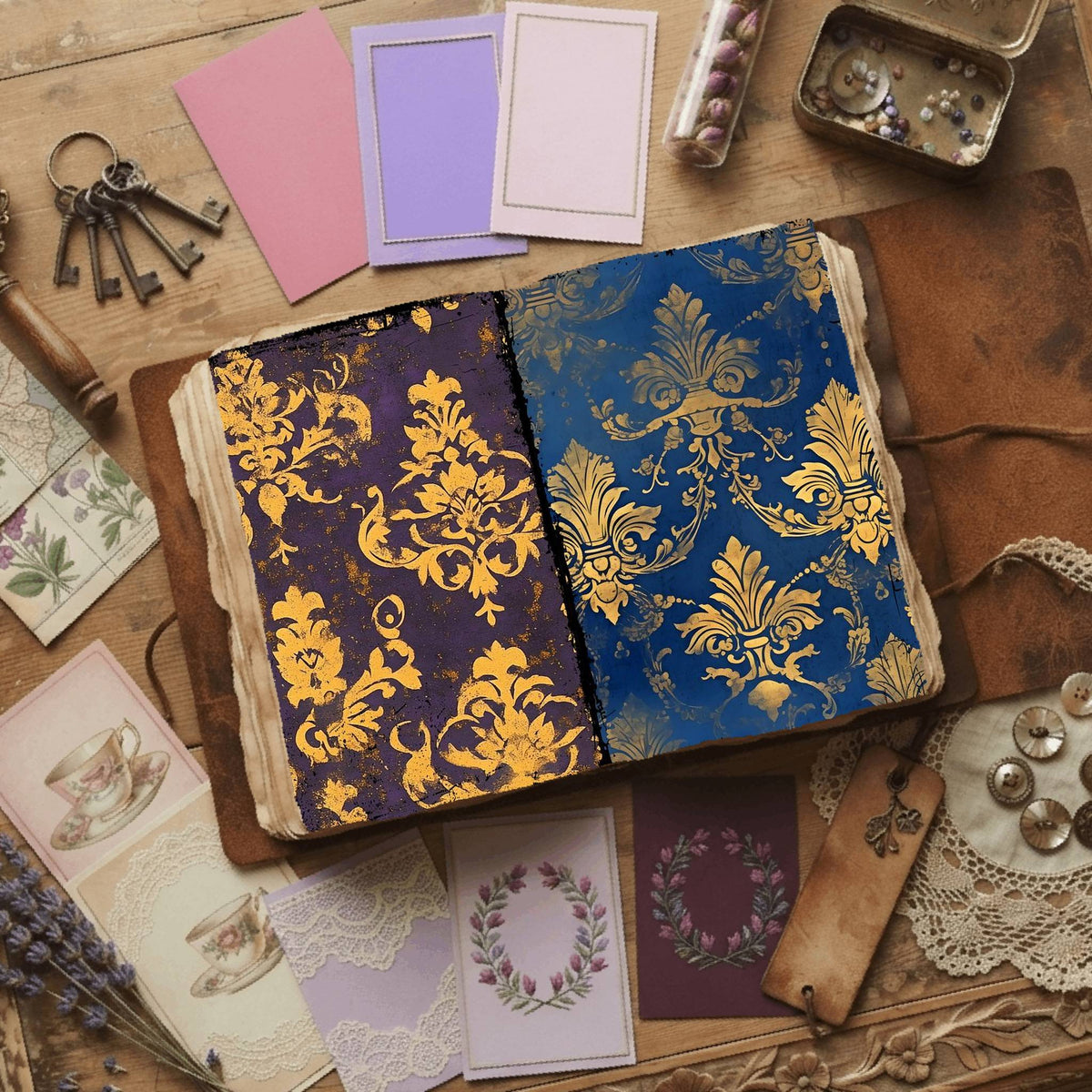 Regal Damask printable junk journal paper, page preview 18