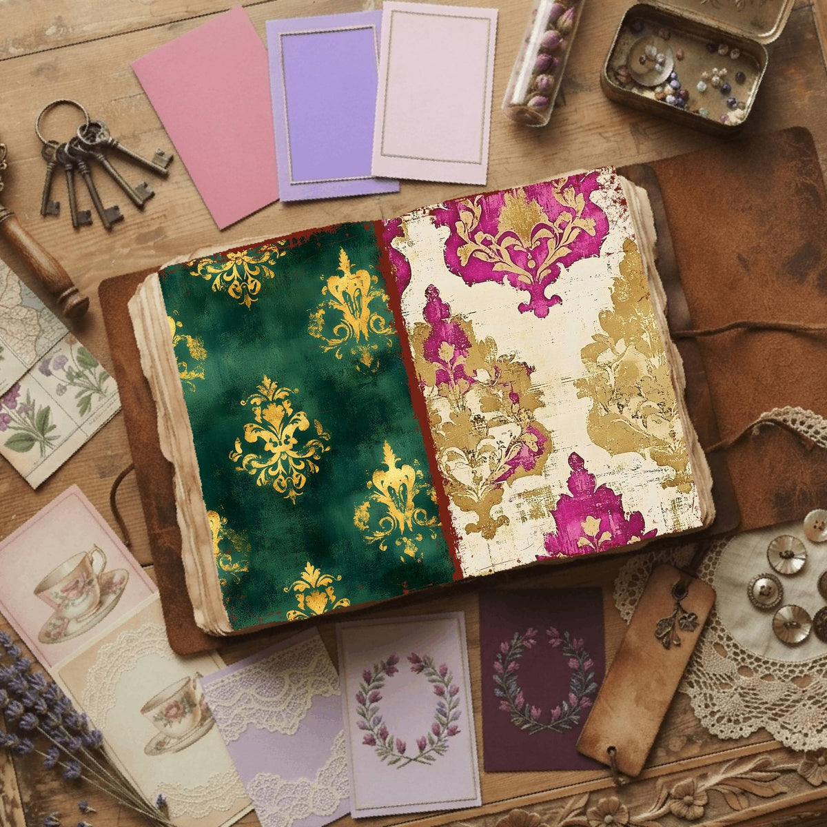 Regal Damask printable junk journal paper, page preview 18