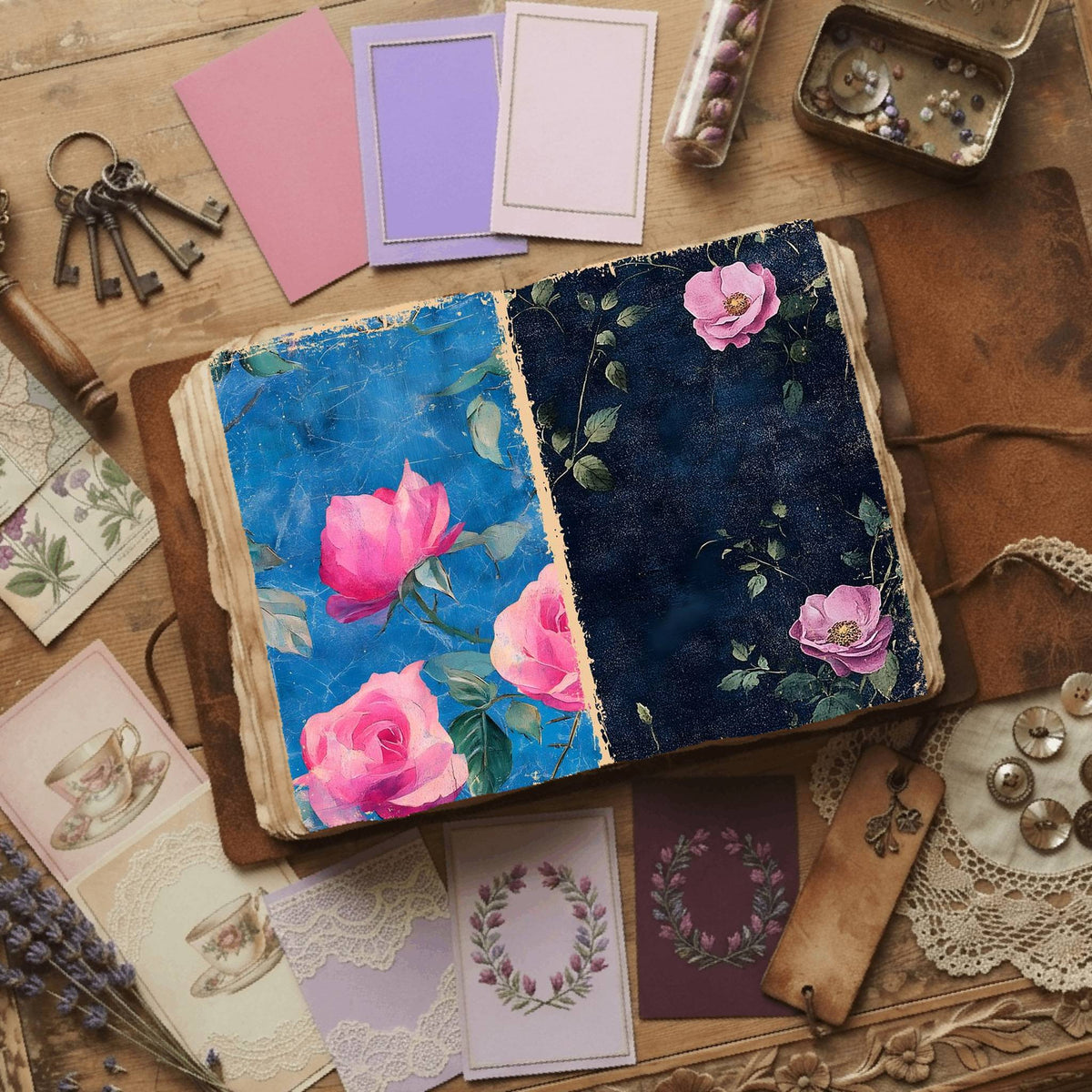 Rose printable junk journal paper, page preview 18