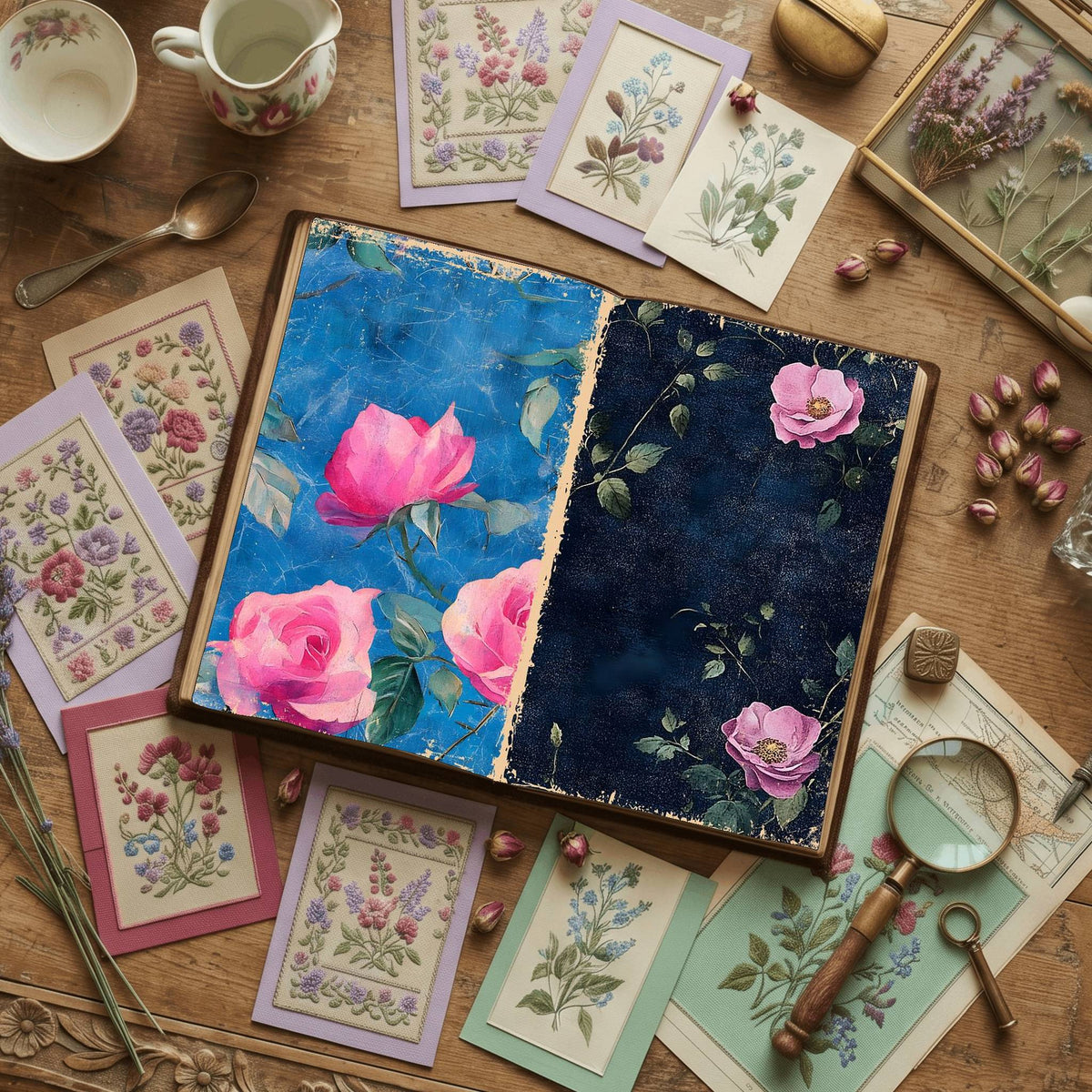 Rose printable junk journal paper, page preview 18