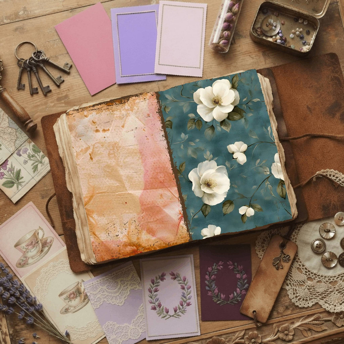Rose printable junk journal paper, page preview 18