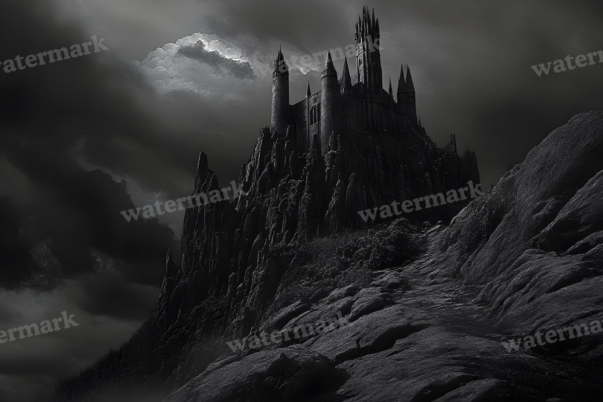Witch’Castle On Jagged Mountain Dark Sky Backdrop Images