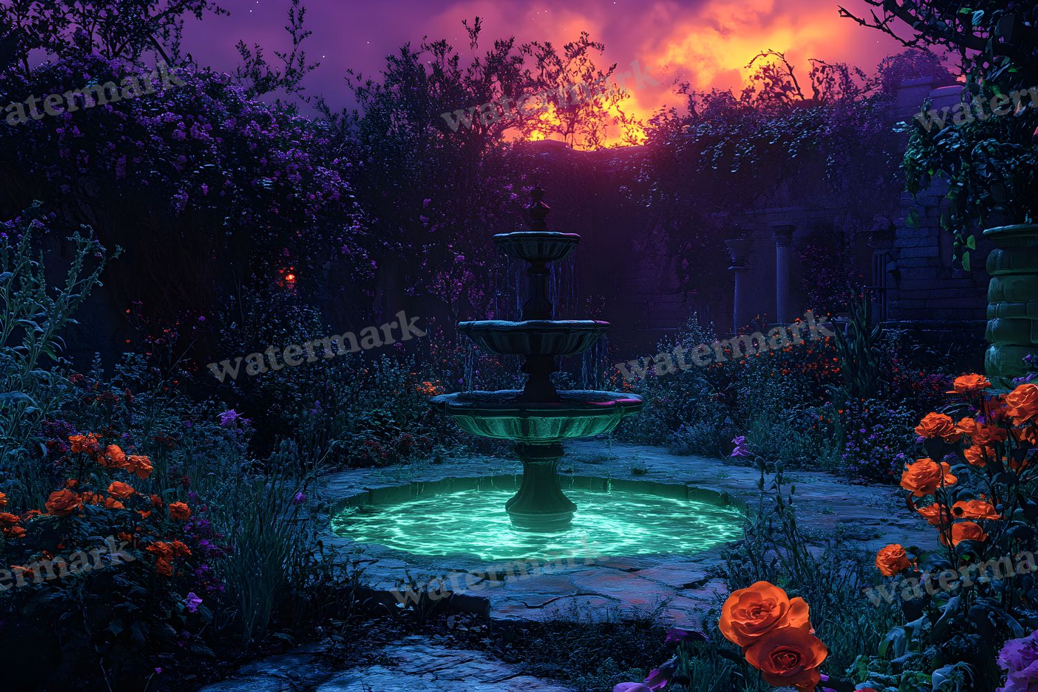 Witchs Eerie Garden Backdrop Images
