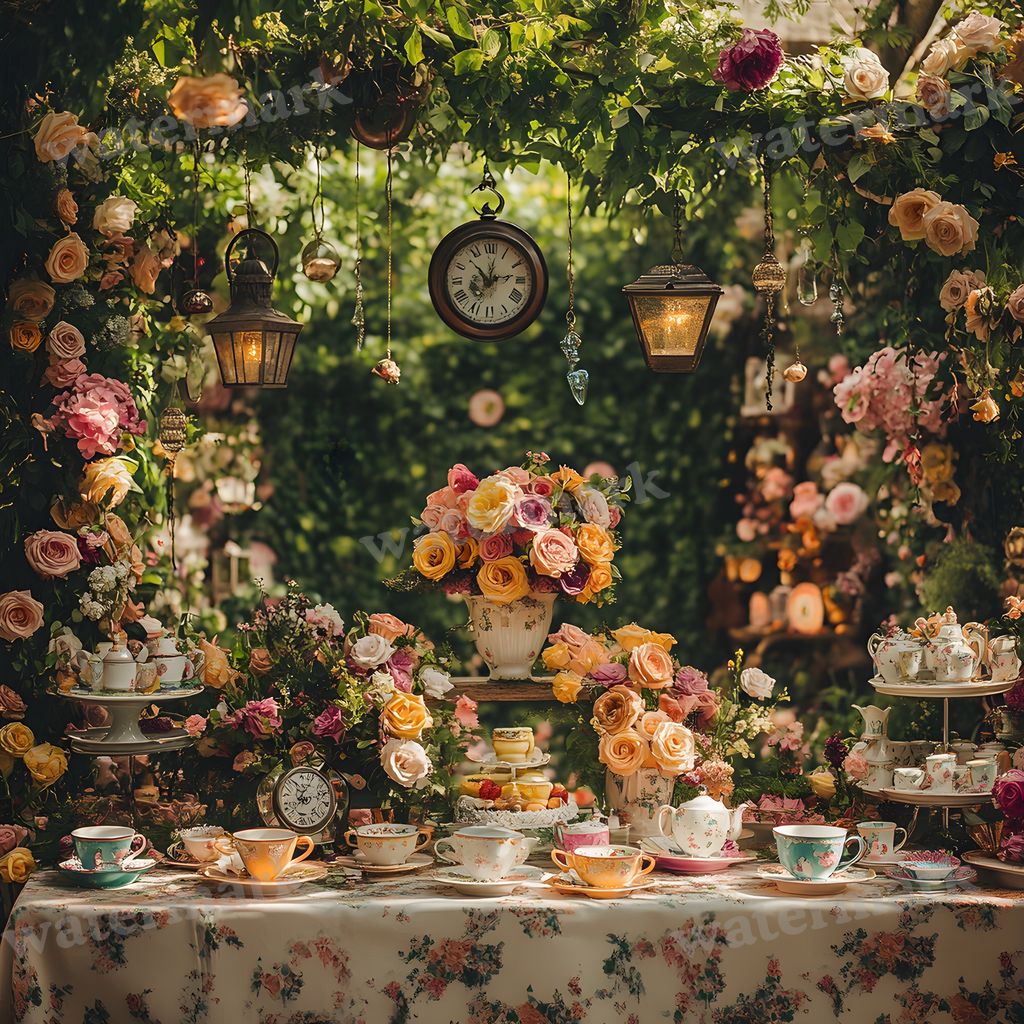 Wonderland Tea Party Backdrop Images