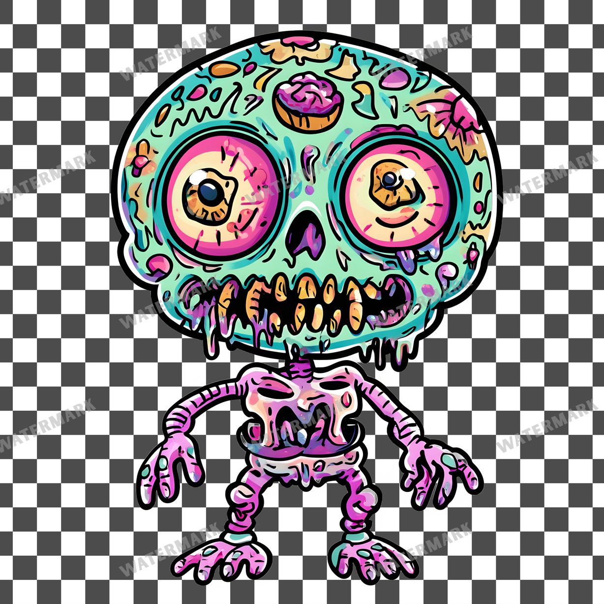 Zombie Kawaii Style Clipart Pngs