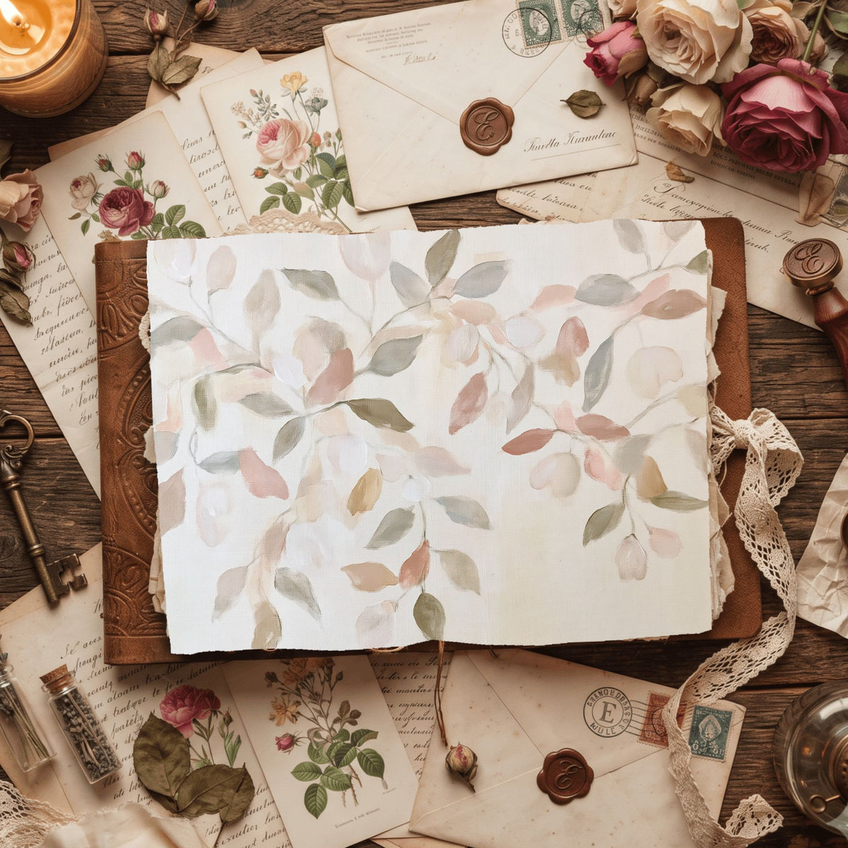 Abstract Botanical Leaves Painting