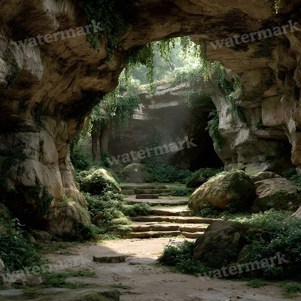 Ancient Stone Platform Cave Backdrop Images