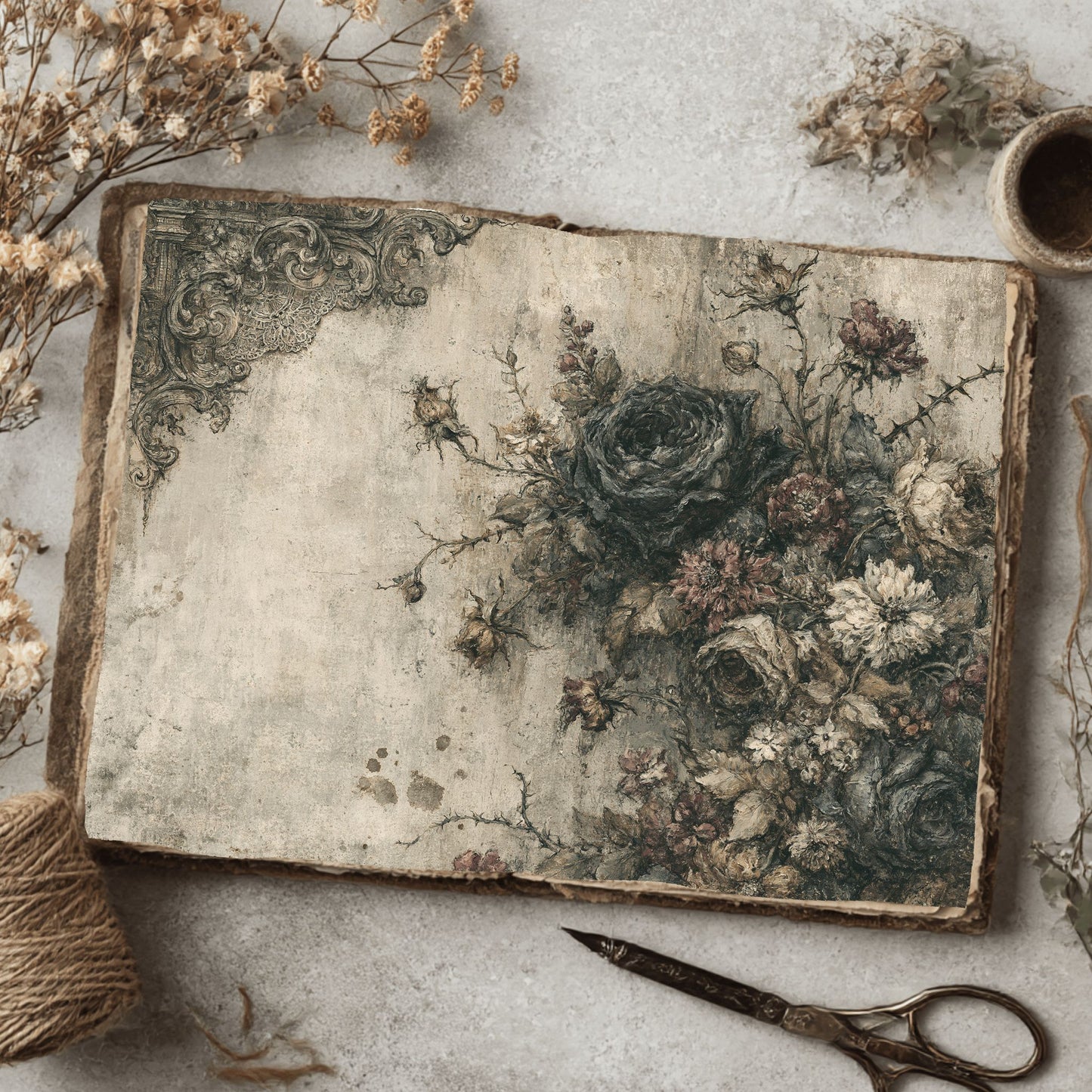Gothic Black Rose Journal Paper