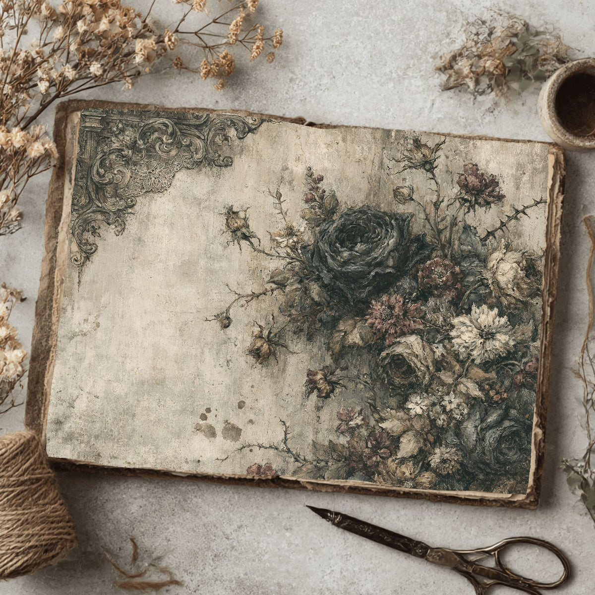 Gothic Black Rose Journal Paper