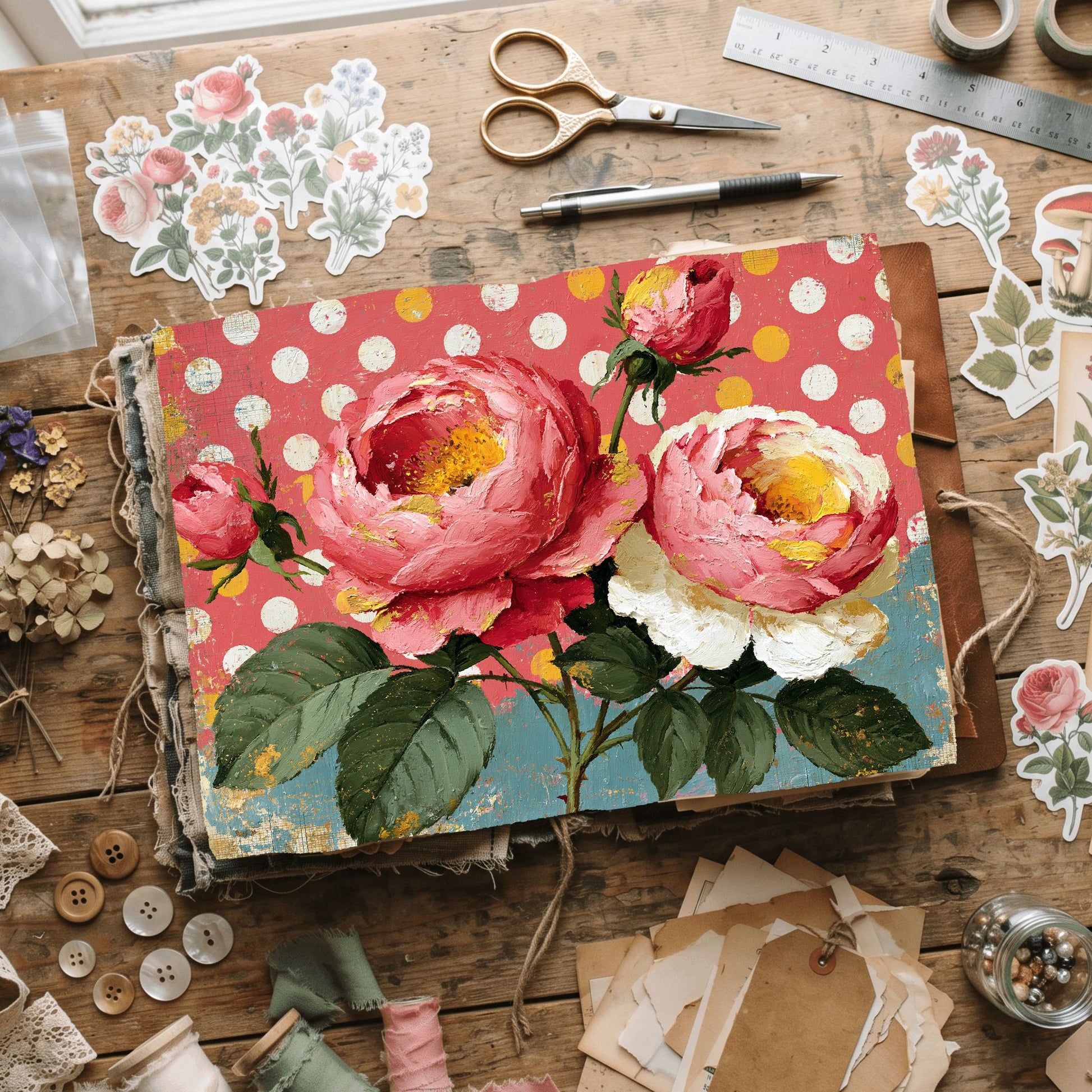 Pink & Gold Shabby Chic Journal Paper
