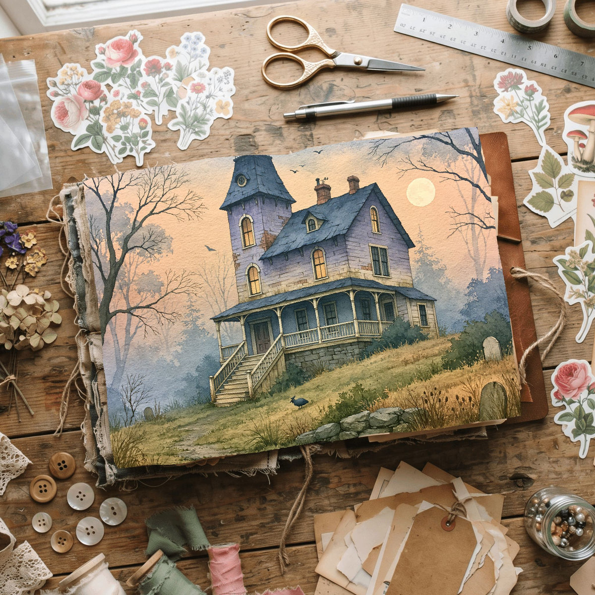 Purple Halloween Watercolor Art