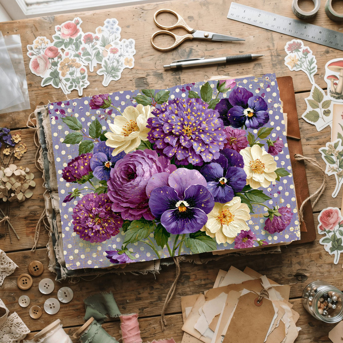 Purple Shabby Chic Journal Paper