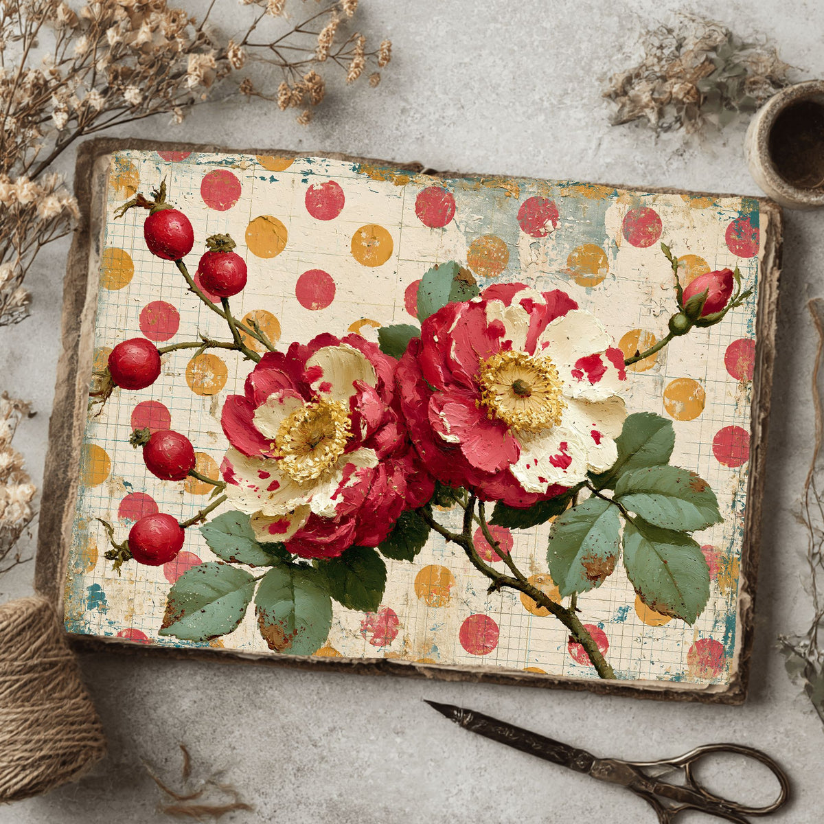 Red Shabby Chic Journal Paper