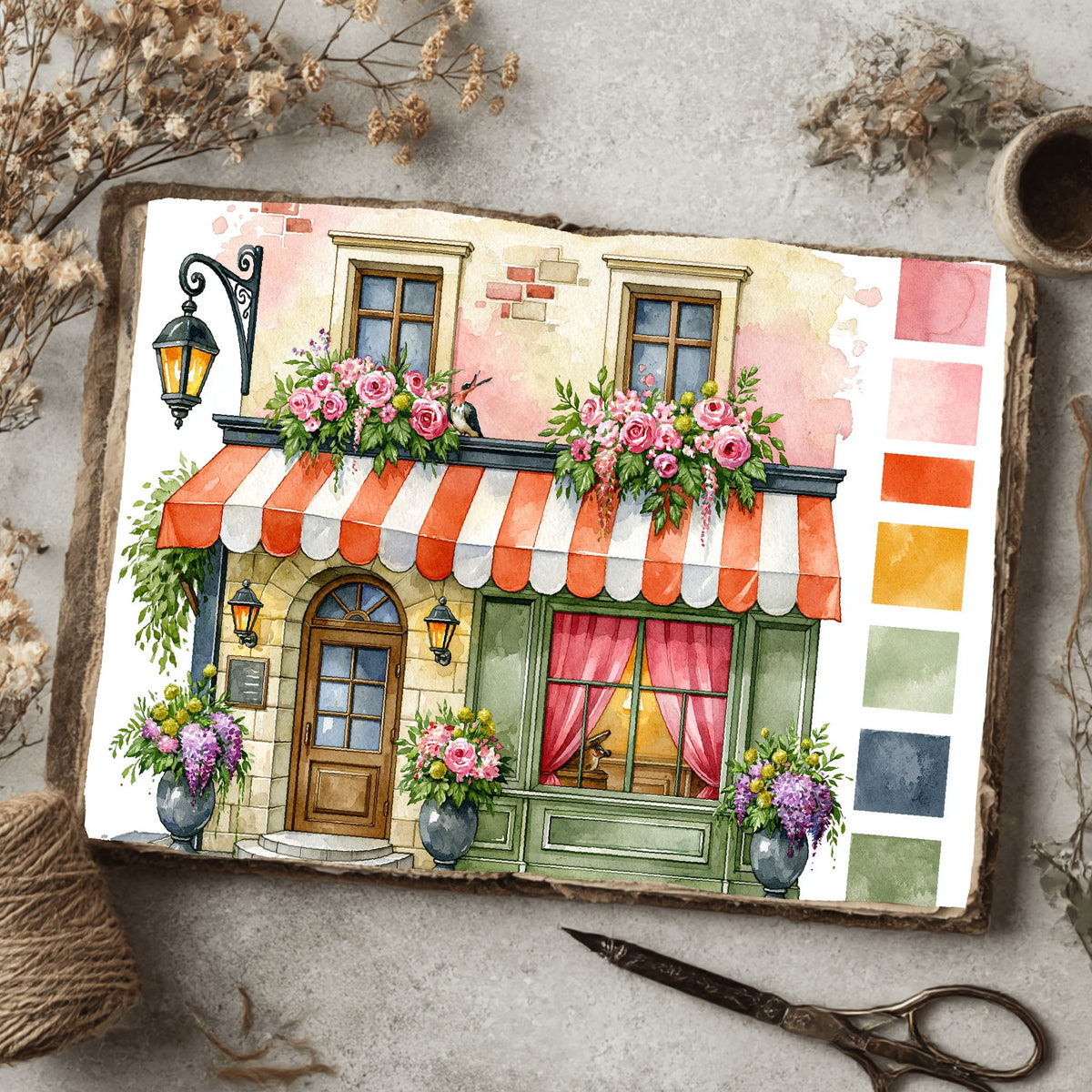 Romantic Parisian Cafe�� Watercolor