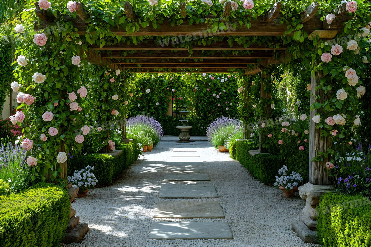 Secret Garden Pergola digital photo backdrop for photo editing, preview 18