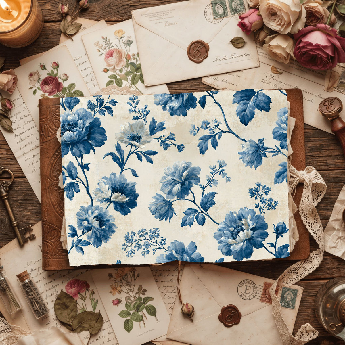 Vintage French Toile Floral Pattern