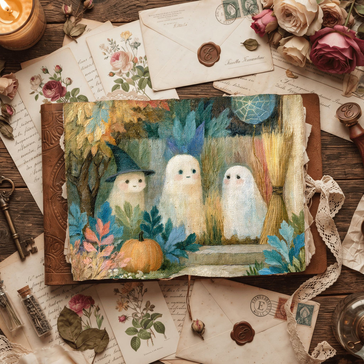 Vintage Halloween Oil Painting
