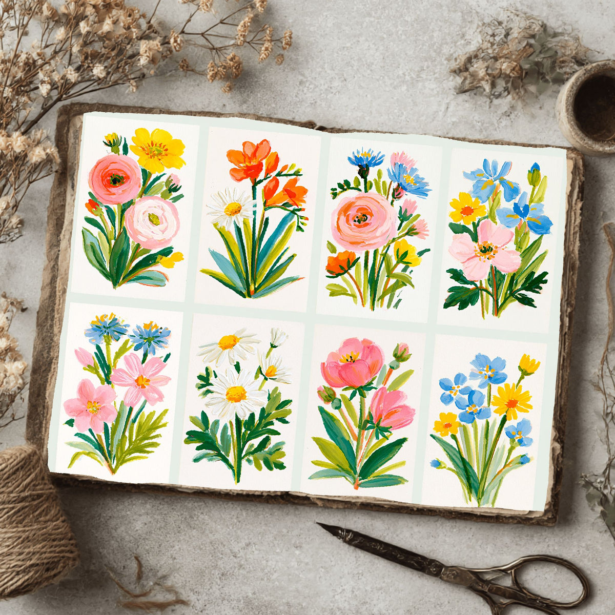 Watercolor Wildflower Botanical Illustration Set