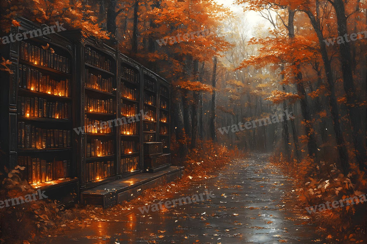 Whisper Library Forest digital photo backdrop for photo editing, preview 18