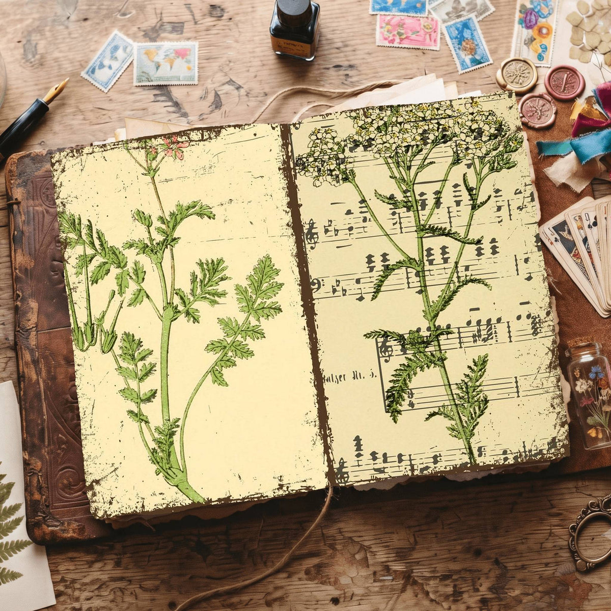 Botanical printable junk journal paper, page preview 19