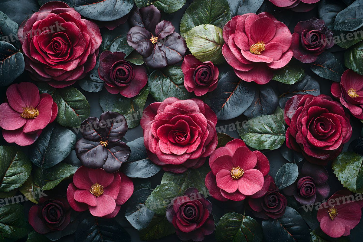Burgundy Rose Arrangement Backdrop Images