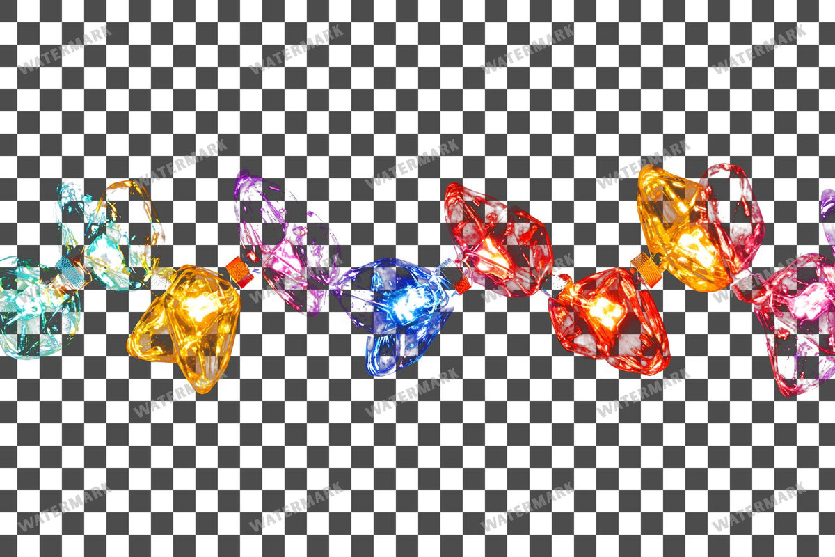 Christmas Lights PNG overlay on a transparent checkered background, preview 19