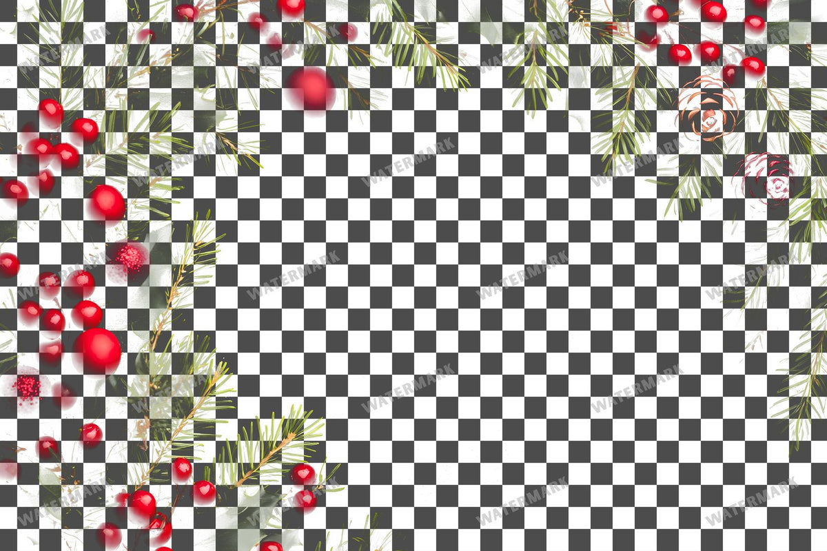 Christmas Wreath PNG overlay on a transparent checkered background, preview 19