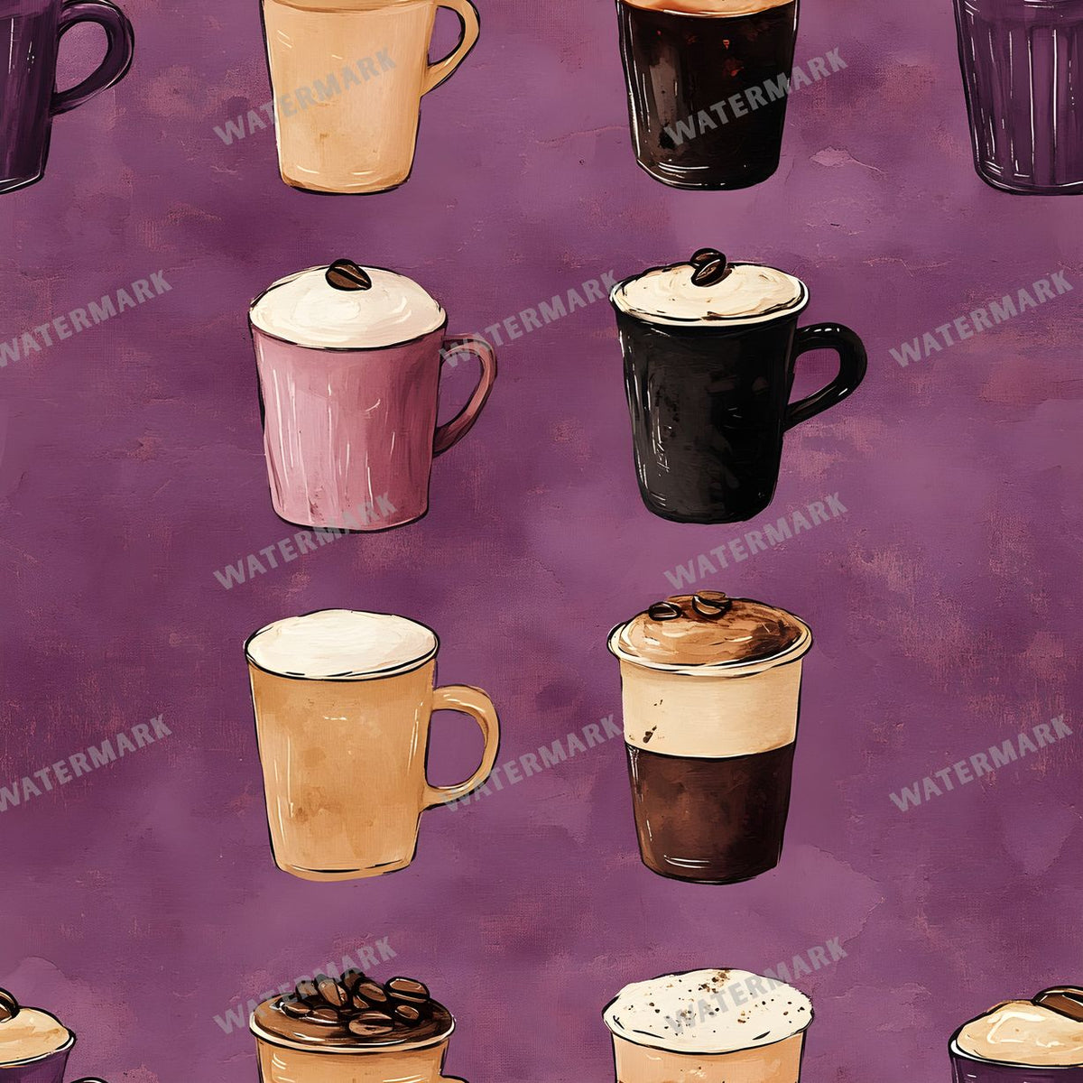 Coffee seamless pattern digital paper, repeating design 19