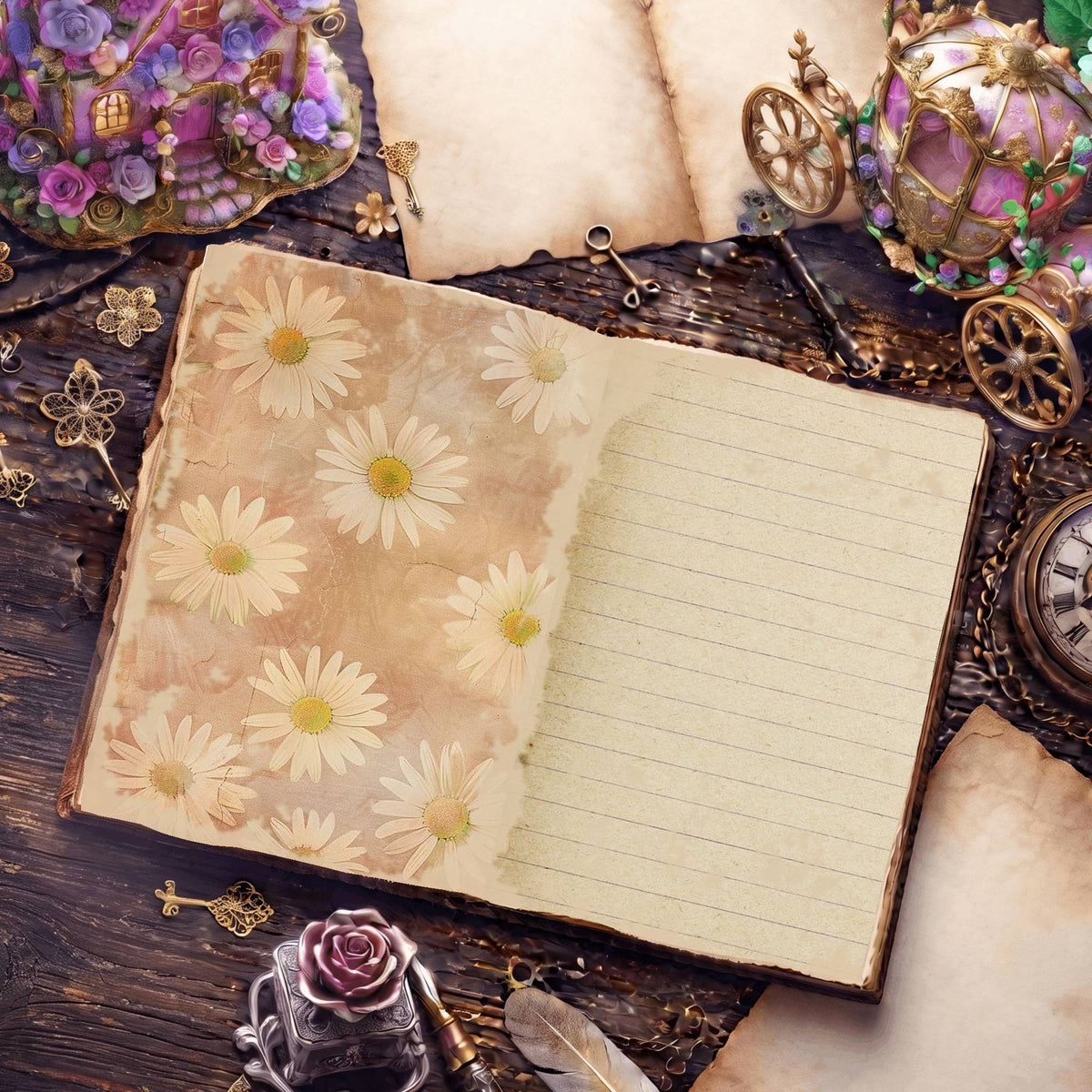 Daisy Flowers Digital Papers