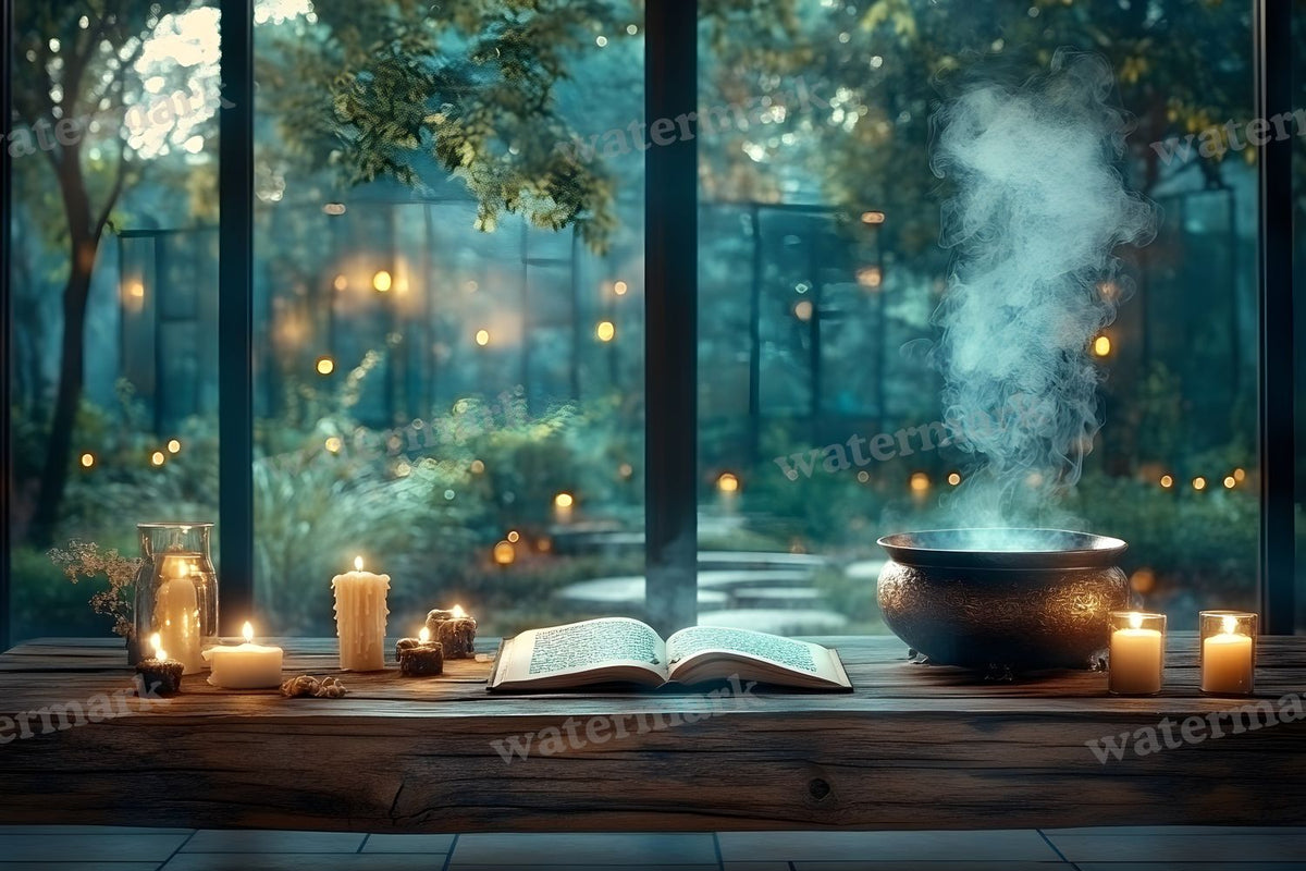 Dimly Lit Spellbook Room Backdrop Images