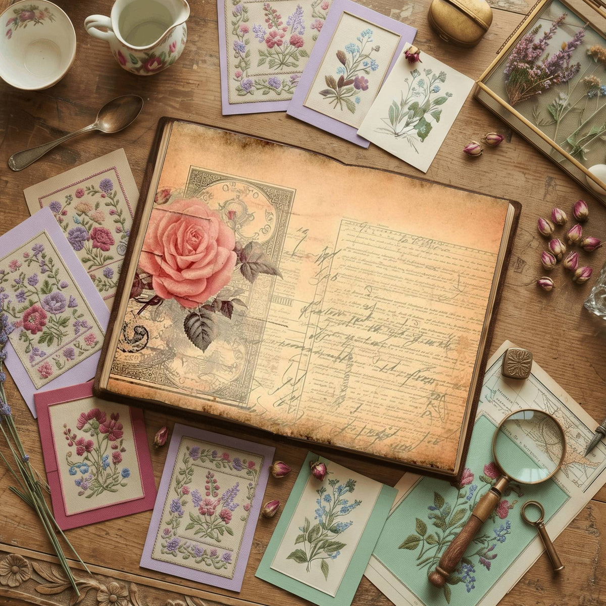 Faded Pink Roses Digital Papers