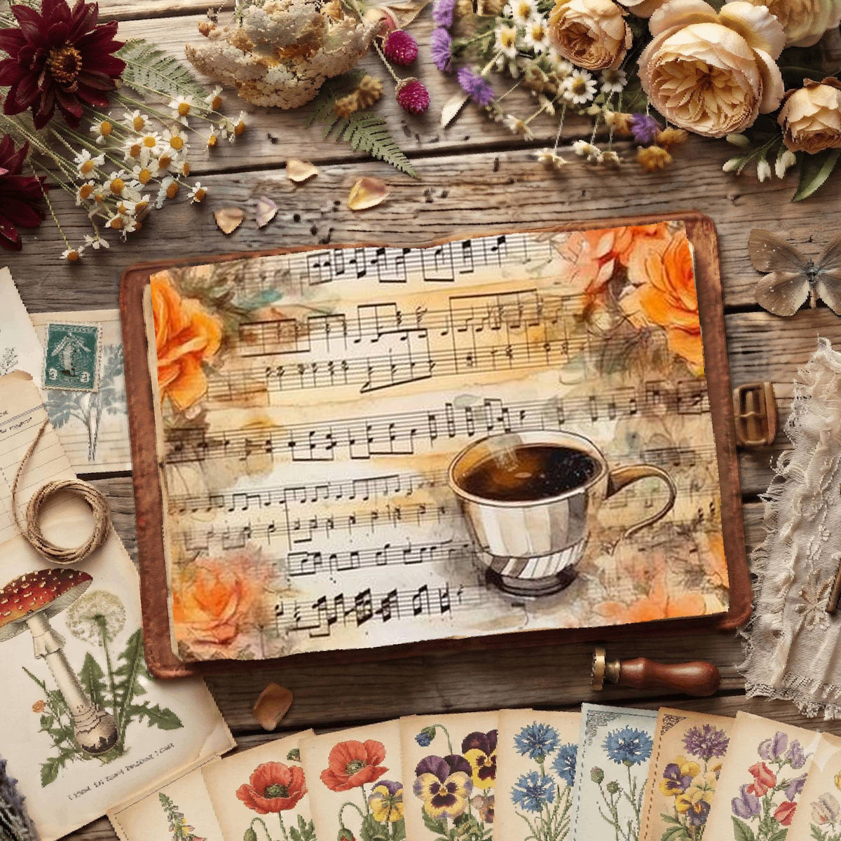 Floral Coffee Digital Papers