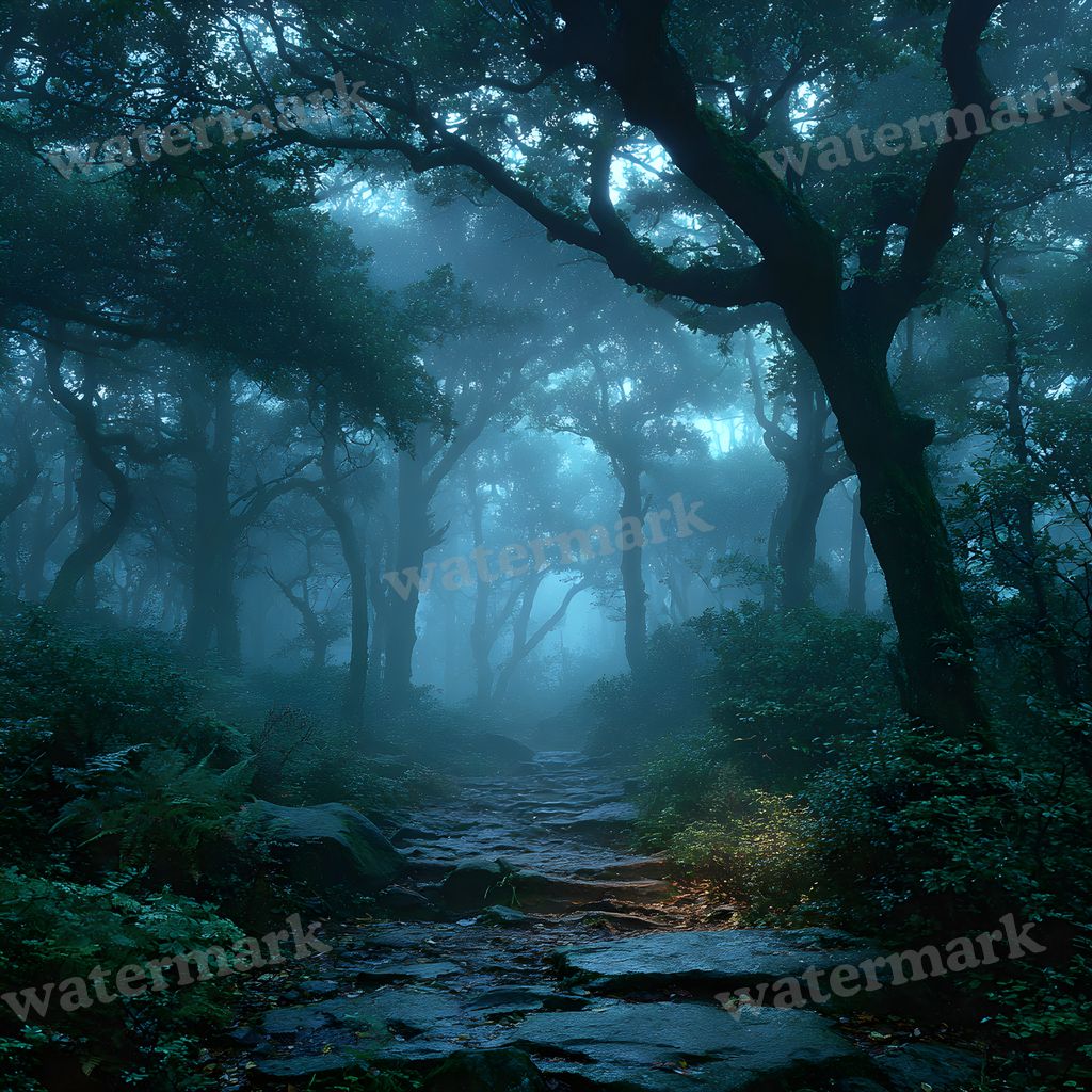 Misty Forest digital photo backdrop for photo editing, preview 18