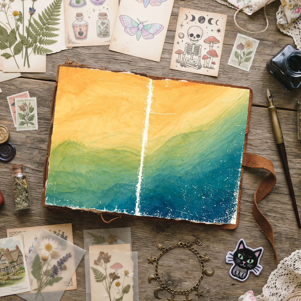Mixed Color Distressed Blank And Lined Digital Papers