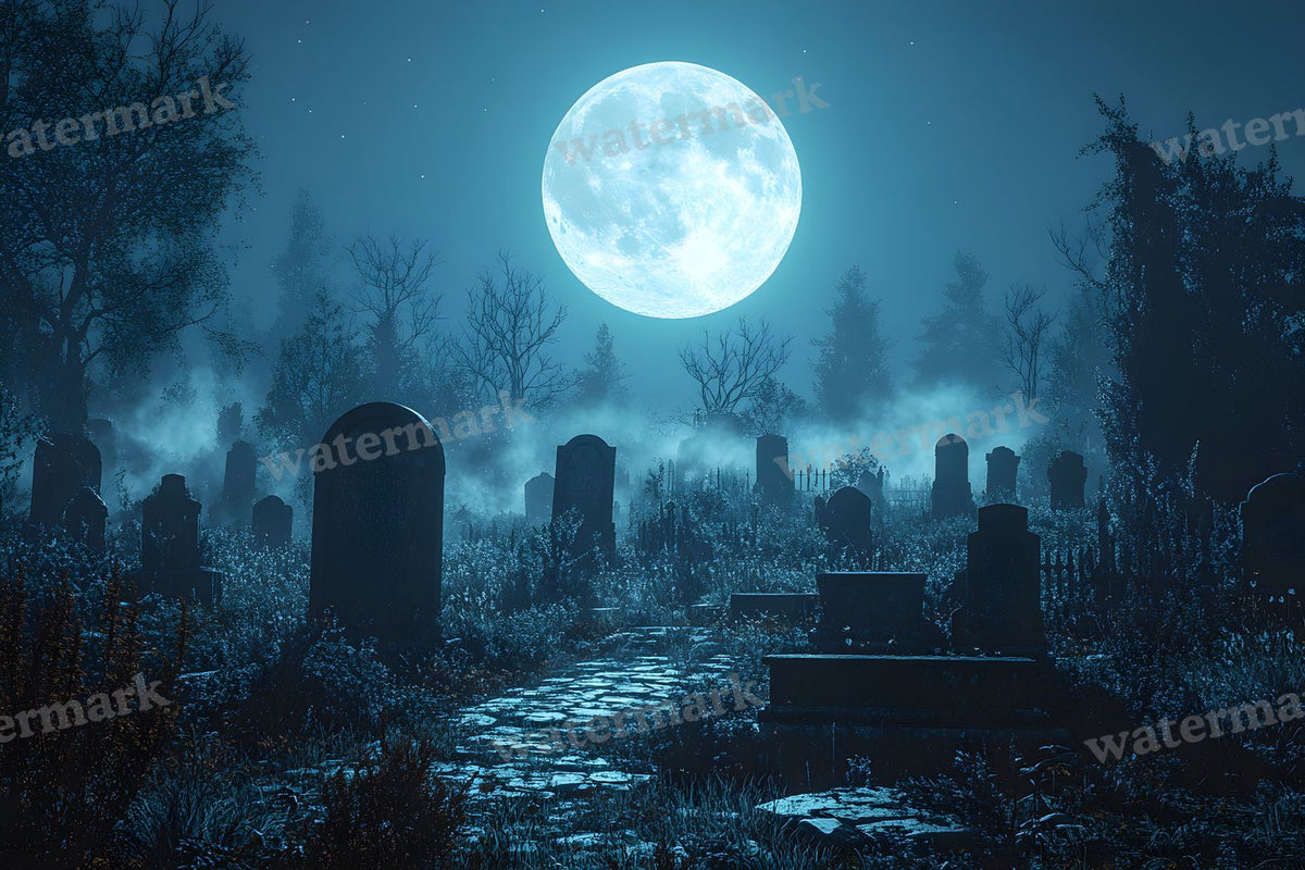 Moonlit Graveyard Backdrop Images