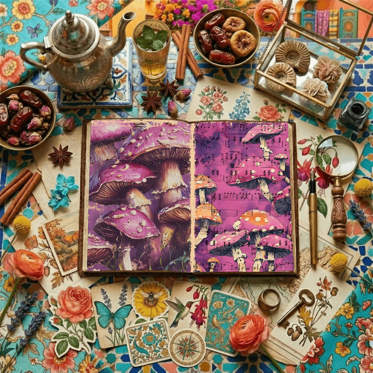 Mushroom printable junk journal paper, page preview 19