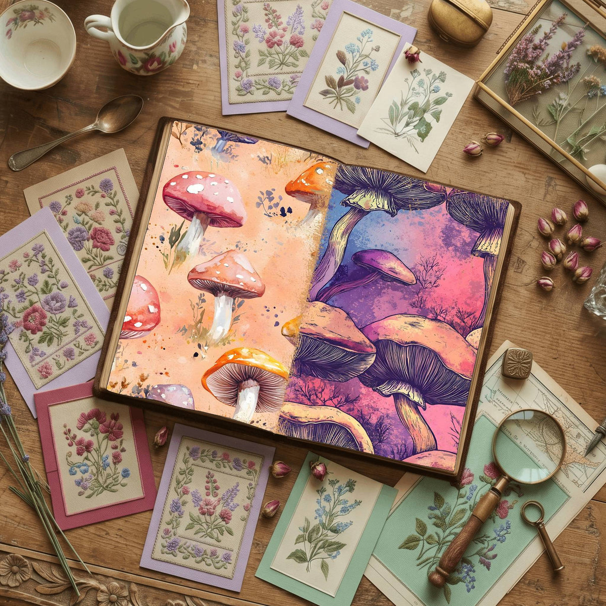 Mushroom printable junk journal paper, page preview 19