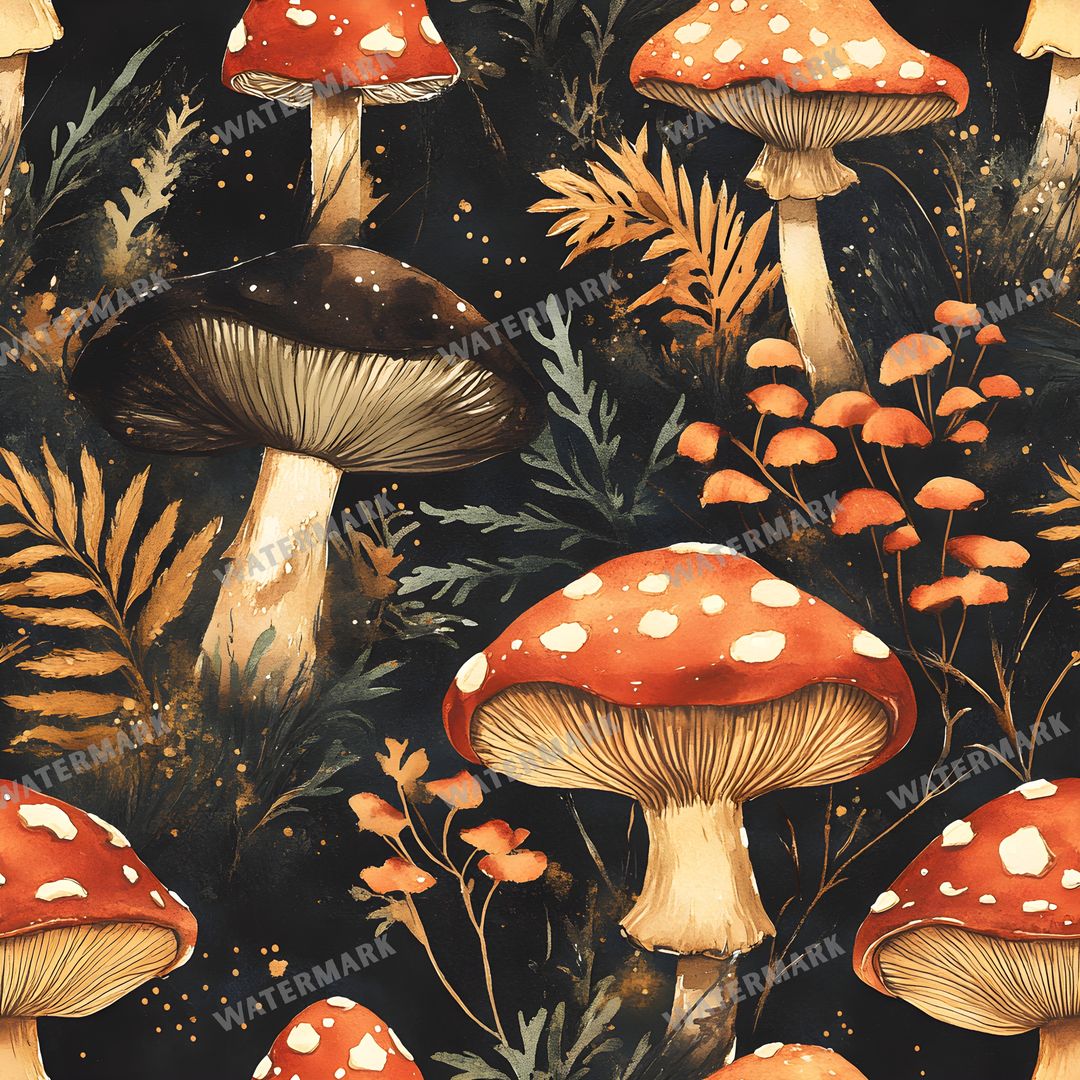 Mushrooms Seamless Pattern