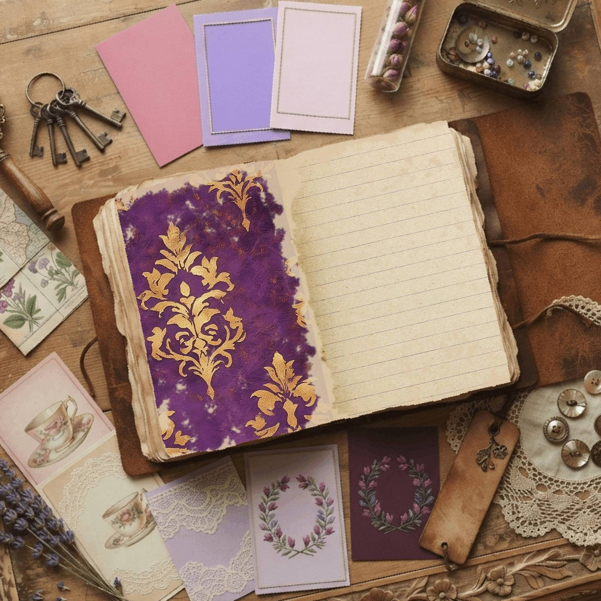 Regal Damask printable junk journal paper, page preview 19