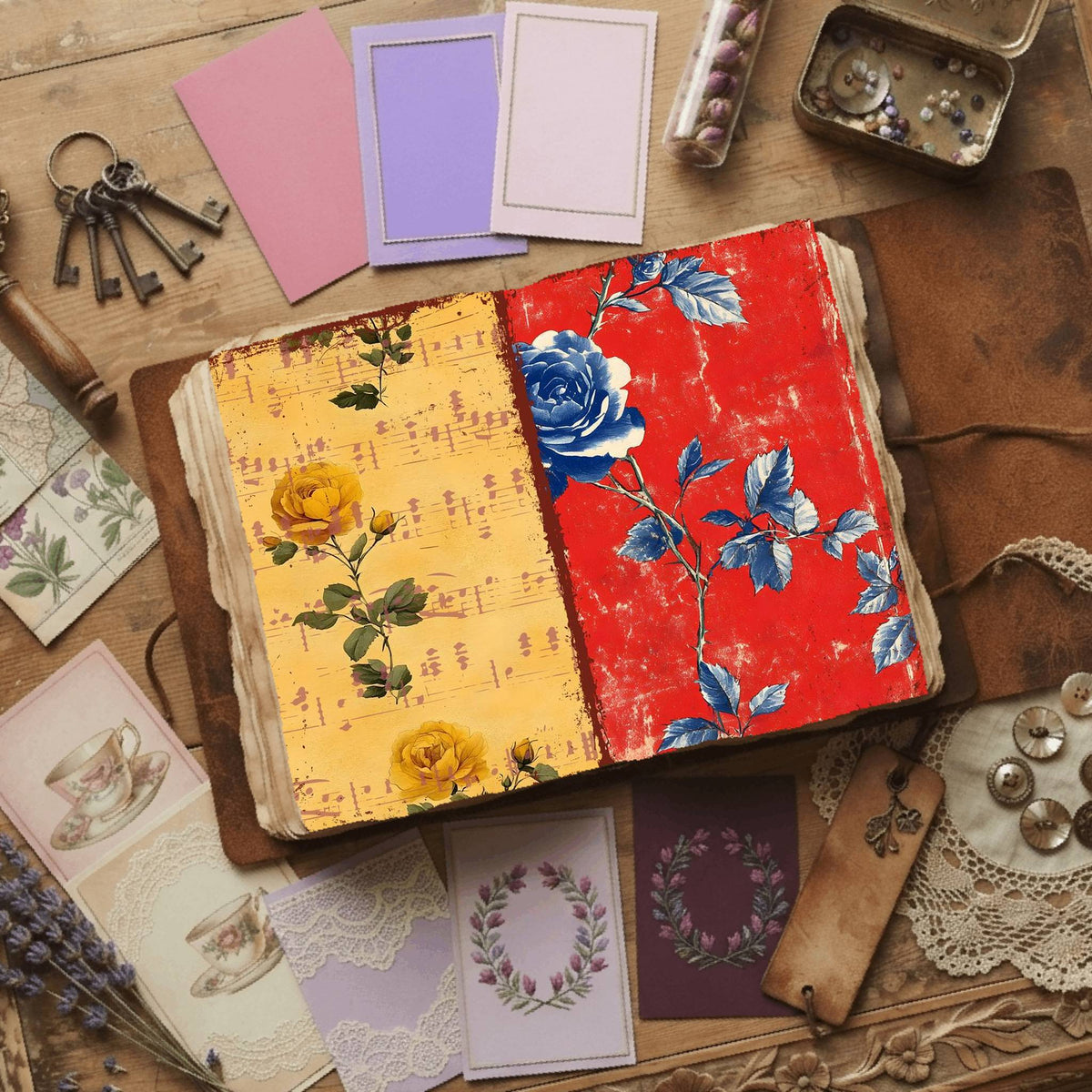 Rose printable junk journal paper, page preview 19