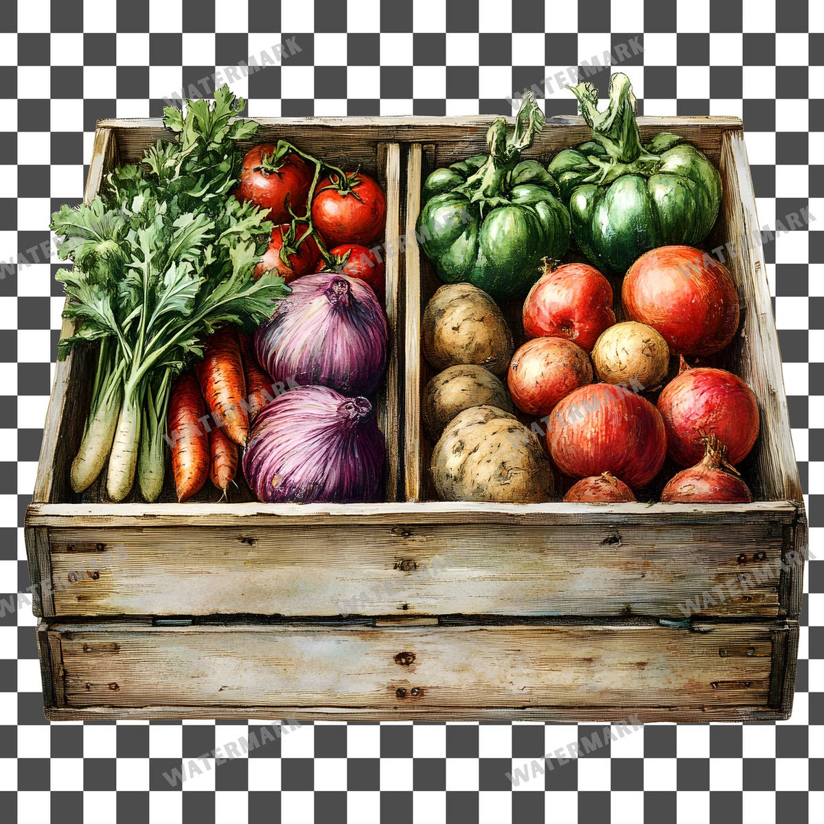 Vegetables Vintage Style Clipart Pngs