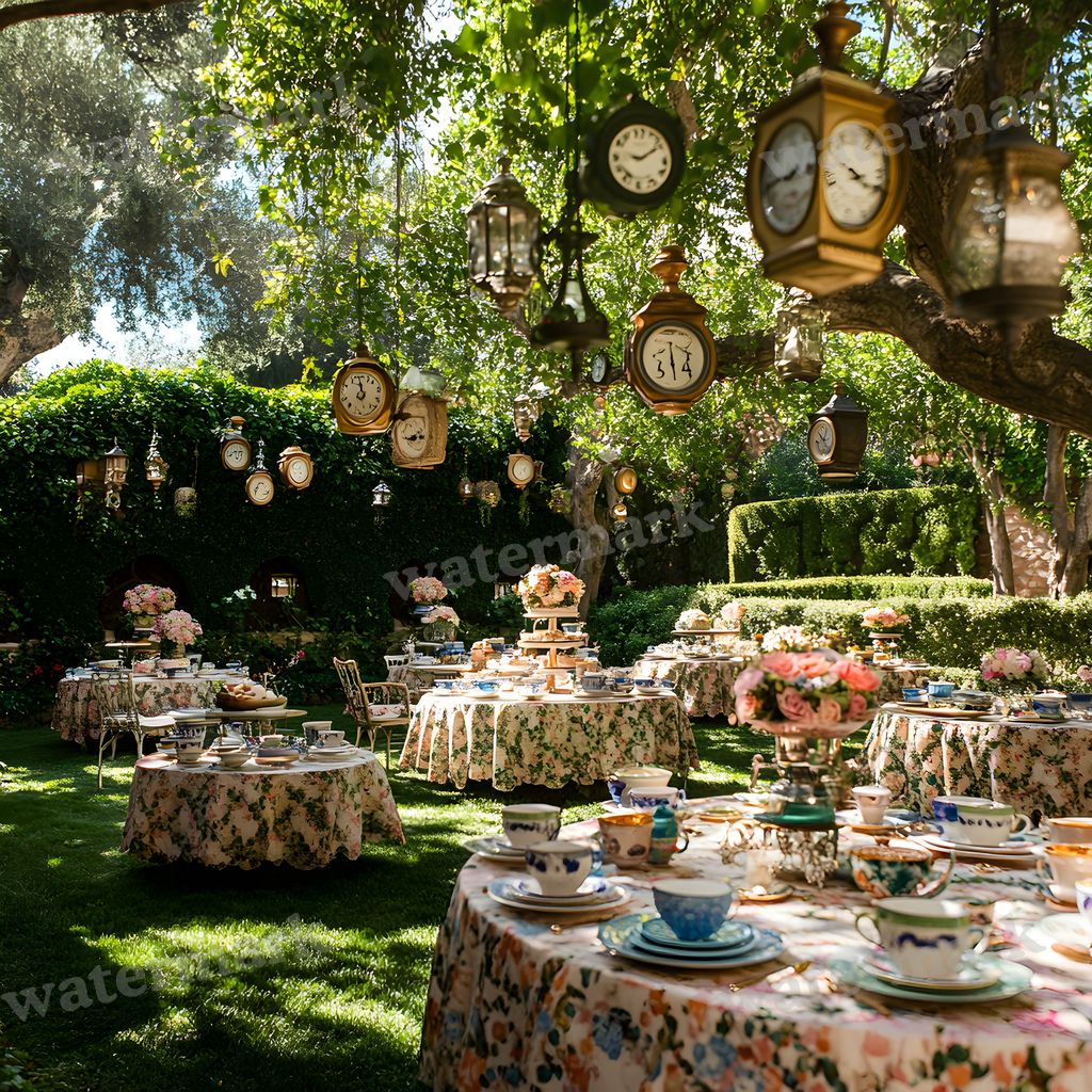 Wonderland Tea Party Backdrop Images