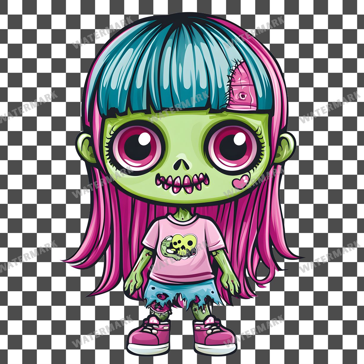 Zombie Kawaii Style Clipart Pngs