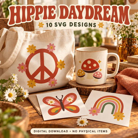Hippie Daydream SVG Pack – 10 Retro Boho Designs