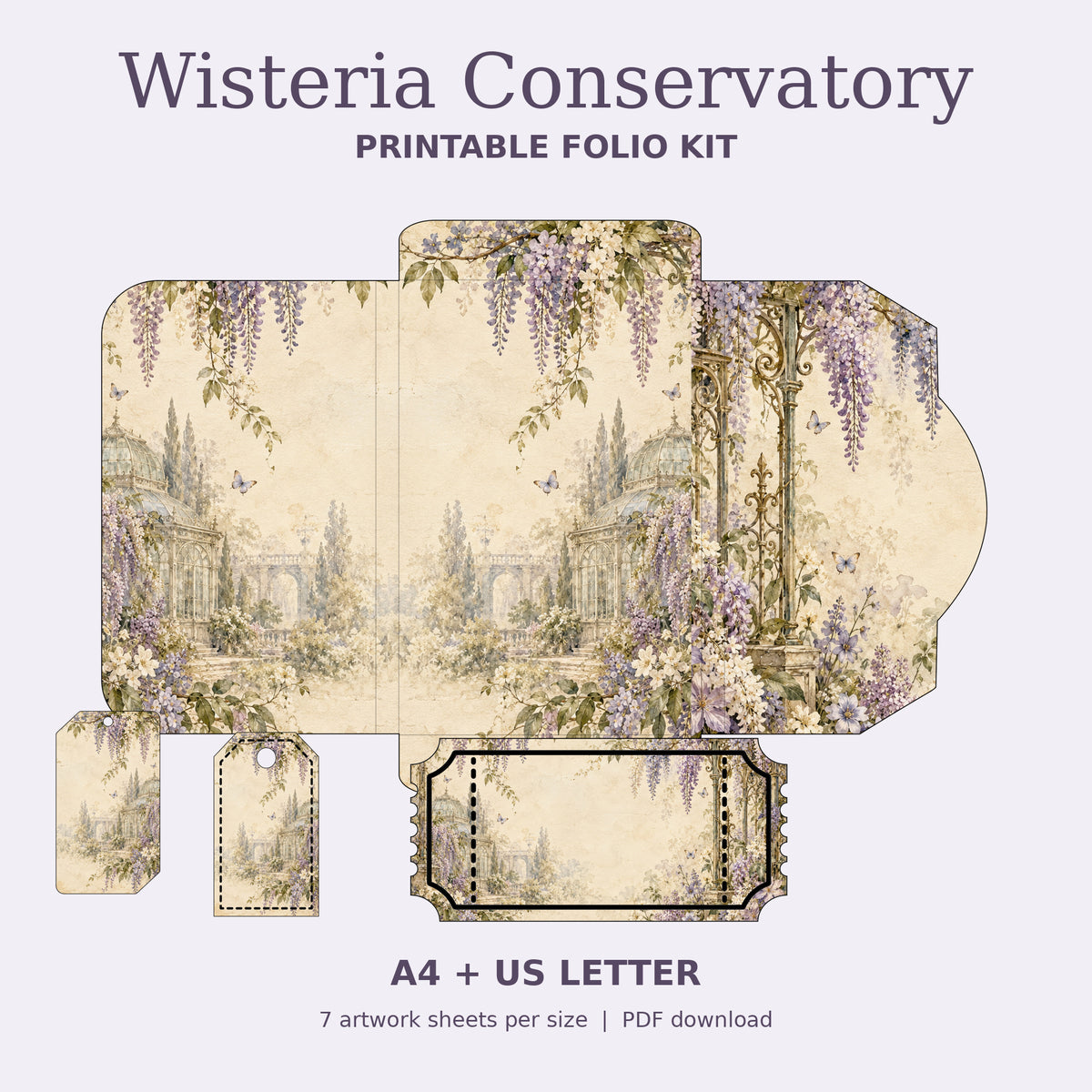 Wisteria & Secret Conservatory - Printable Folio Kit, A4 & US Letter PDF